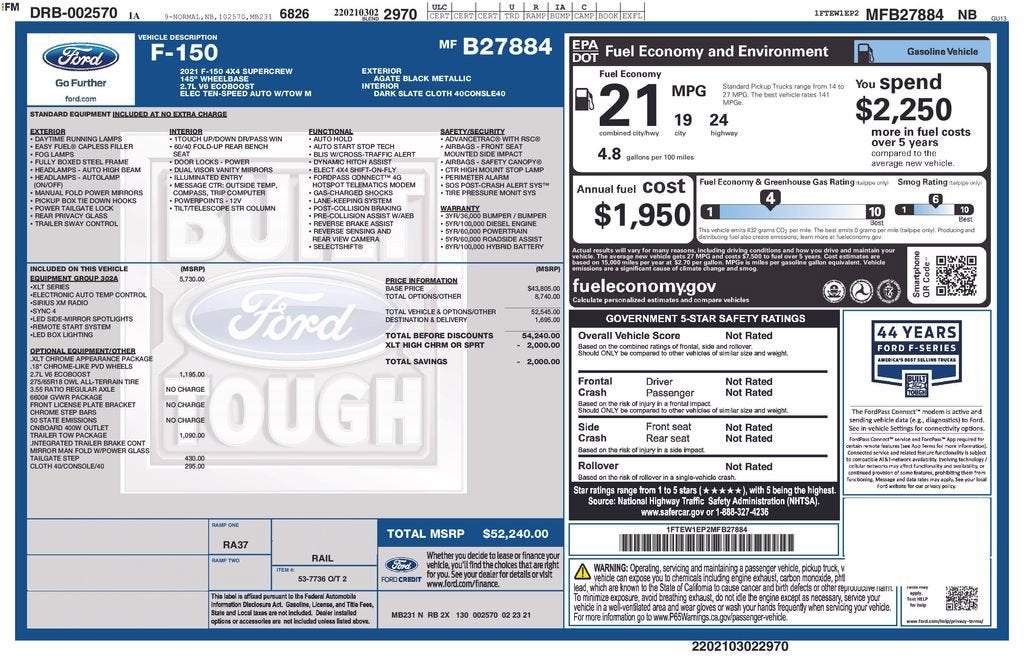 2021 Ford F-150 — interior view
