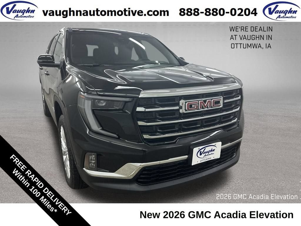 2026 GMC Acadia Elevation in Ebony Twilight Metallic — front three-quarter view