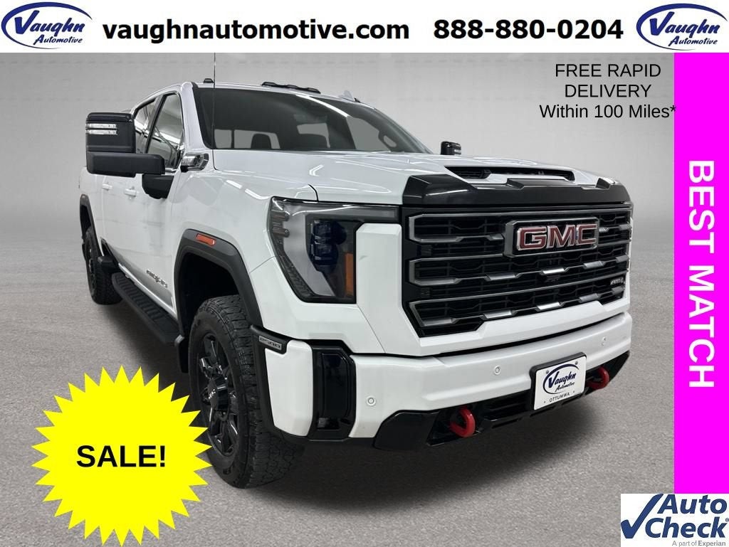 2025 GMC Sierra 2500 HD AT4 in Summit White — front three-quarter view