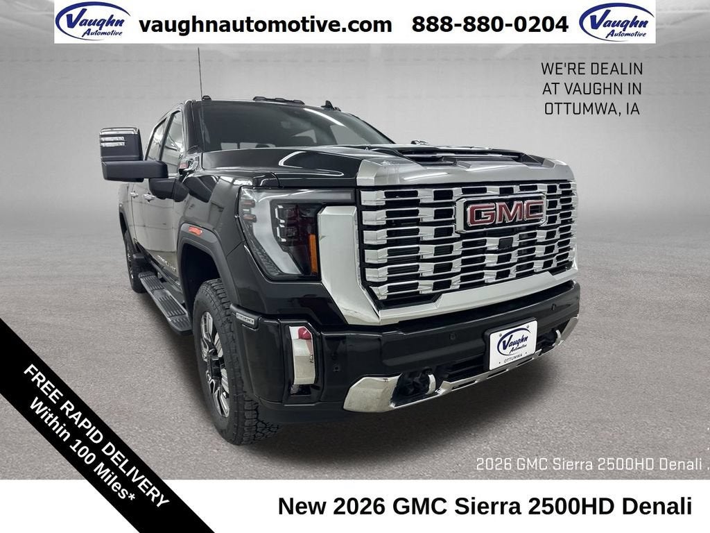 2026 GMC Sierra 2500 HD Denali in Onyx Black — front three-quarter view