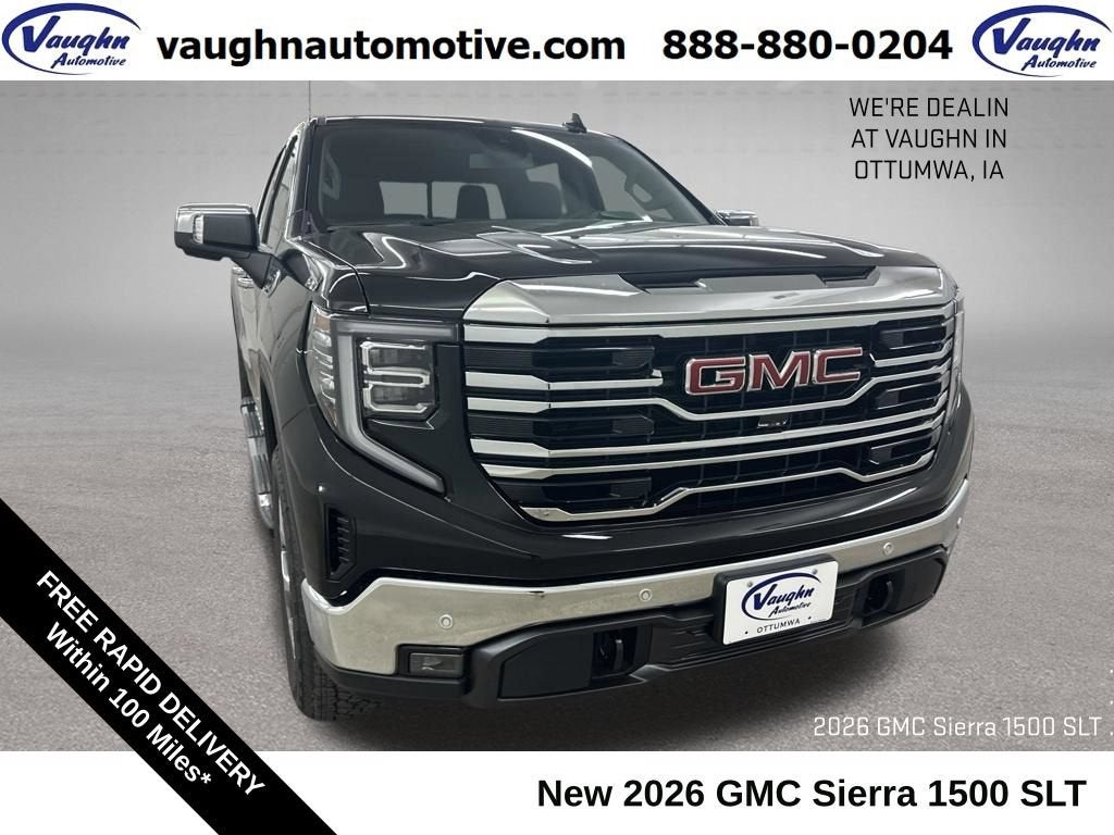 2026 GMC Sierra 1500 SLT in Onyx Black — front three-quarter view