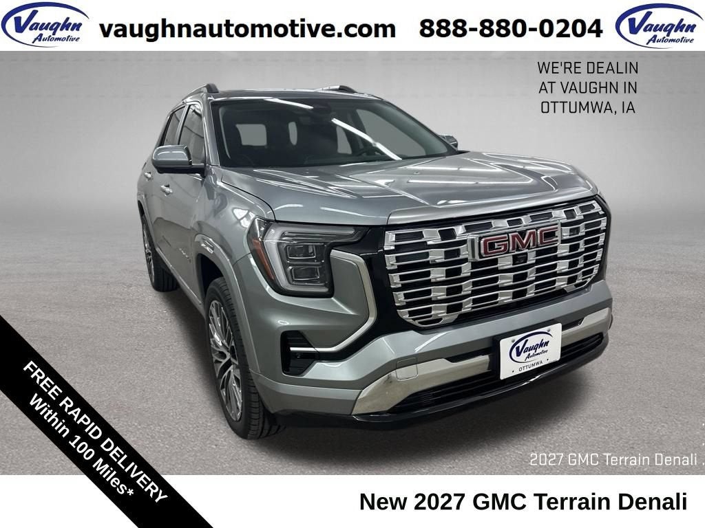 2027 GMC Terrain AWD Denali in Sterling Metallic — front three-quarter view
