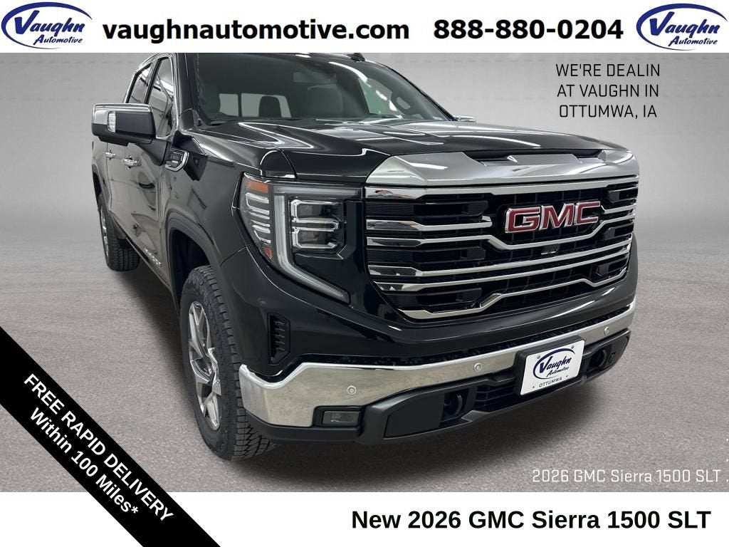2026 GMC Sierra 1500 SLT in Onyx Black — front three-quarter view