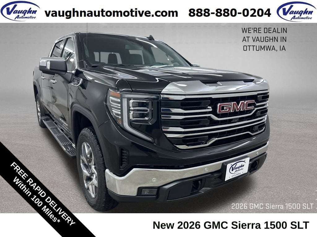 2026 GMC Sierra 1500 SLT in Onyx Black — front three-quarter view