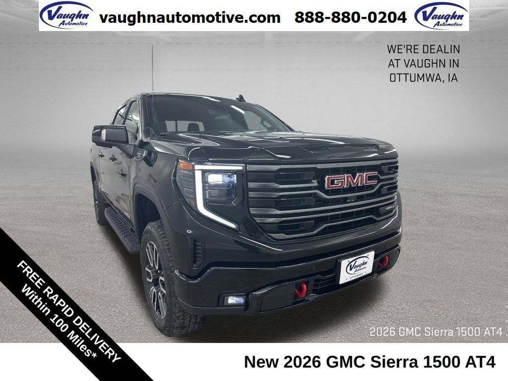 2026 GMC Sierra 1500 AT4 in Onyx Black — front three-quarter view