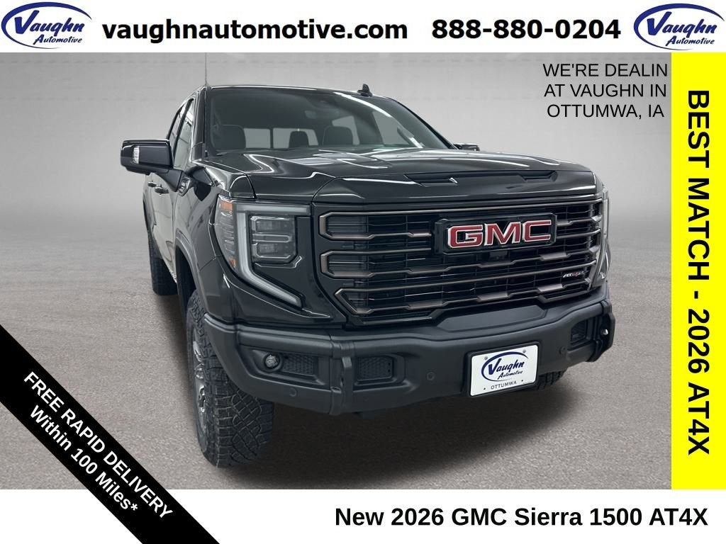 2026 GMC Sierra 1500 AT4X in Onyx Black — front three-quarter view