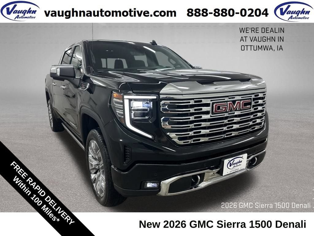 2026 GMC Sierra 1500 Denali in Onyx Black — front three-quarter view
