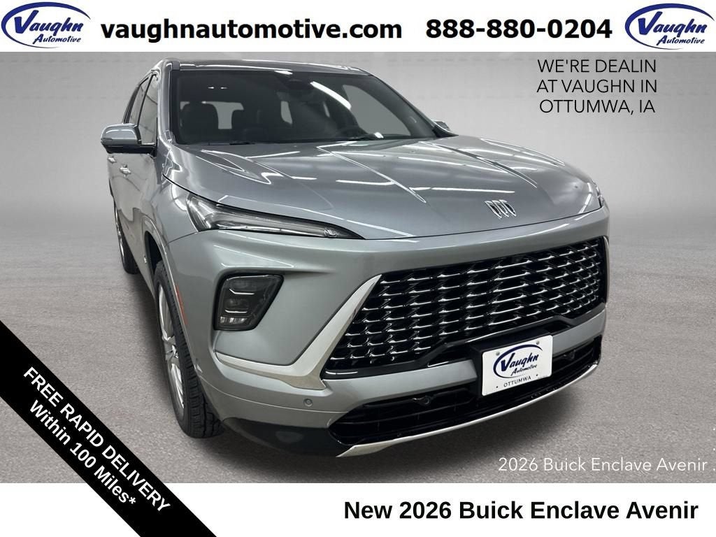 2026 Buick Enclave Avenir in Moonstone Gray Metallic — front three-quarter view