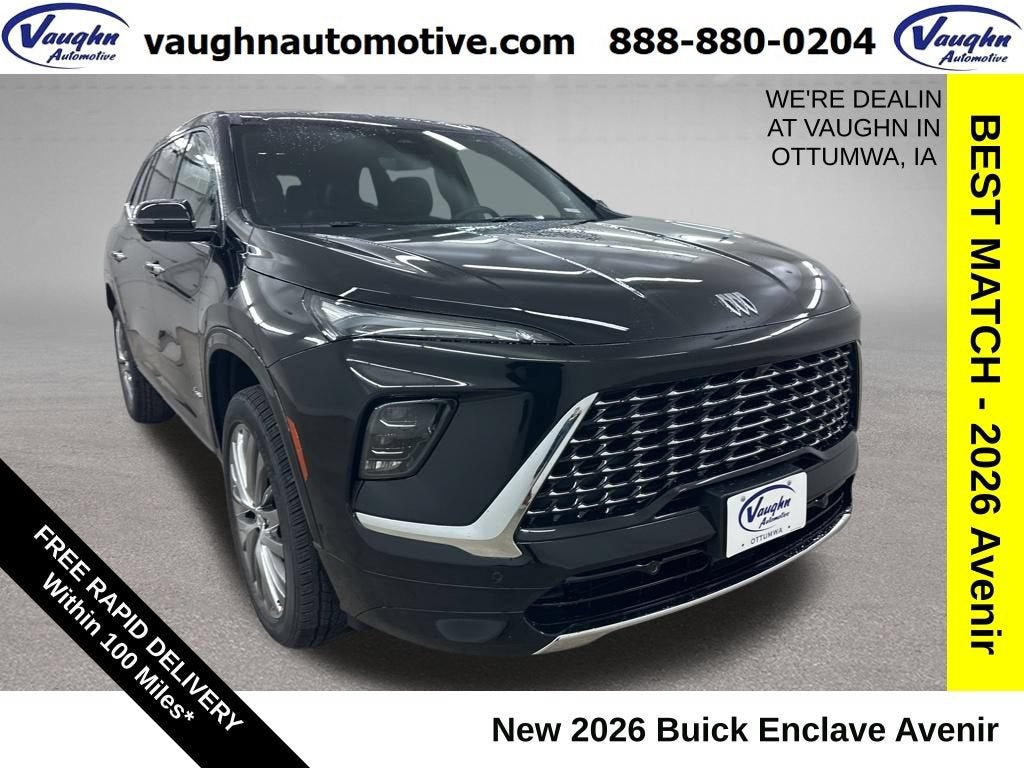 2026 Buick Enclave Avenir in Ebony Twilight Metallic — front three-quarter view