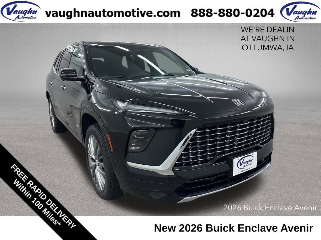 2026 Buick Enclave Avenir in Ebony Twilight Metallic — front three-quarter view
