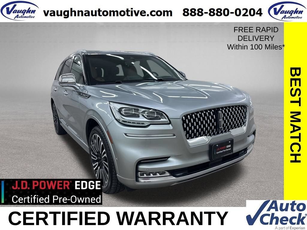2022 Lincoln Aviator Black Label in Silver — front three-quarter view