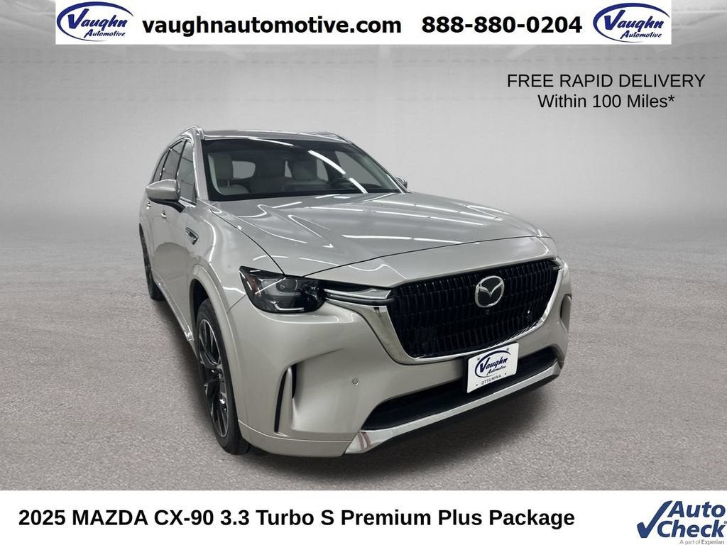 2025 Mazda Mazda CX-90 S Premium Plus Package in Tan — front three-quarter view