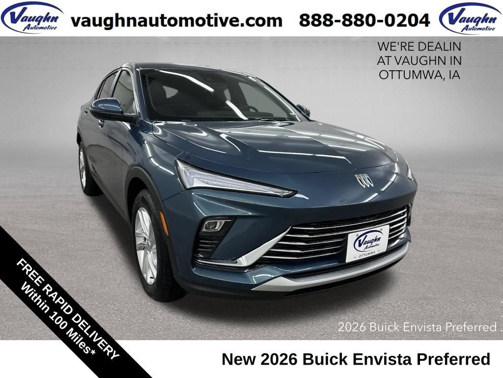 2026 Buick Envista Preferred in Ocean Blue Metallic — front three-quarter view
