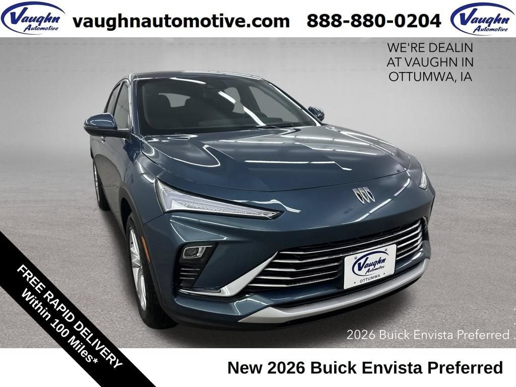 2026 Buick Envista Preferred in Ocean Blue Metallic — front three-quarter view