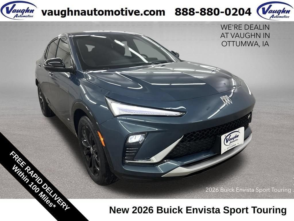 2026 Buick Envista Sport Touring in Ocean Blue Metallic — front three-quarter view