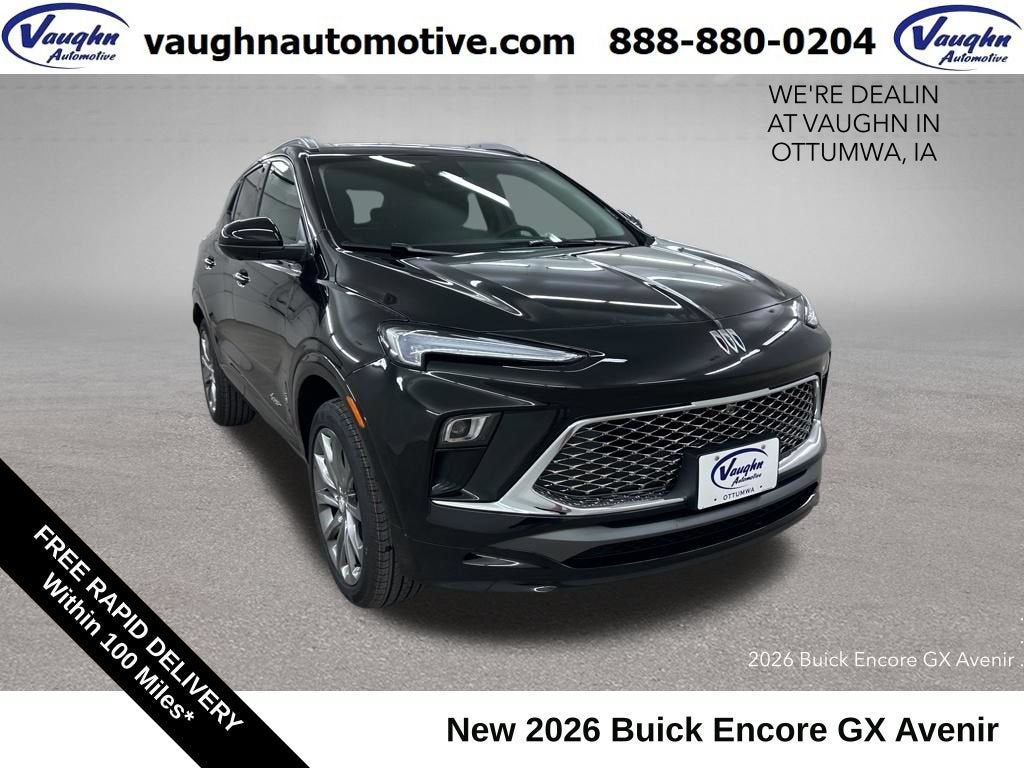 2026 Buick Encore GX Avenir in Ebony Twilight Metallic — front three-quarter view