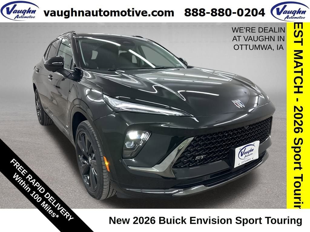 2026 Buick Envision Sport Touring in Ebony Twilight Metallic — front three-quarter view